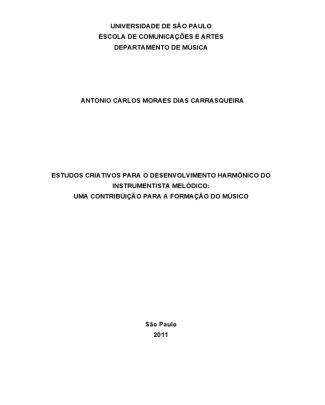 Estudos Criativos Para O Desenvolvimento Harmônico Do Instrumentista Melódico:  Uma Contribuição Para A Formação Do Músico