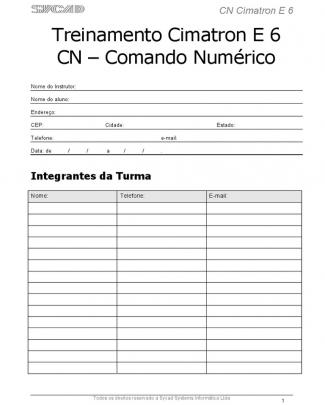 Treinamento Cimatron E 6 Cn – Comando Numérico