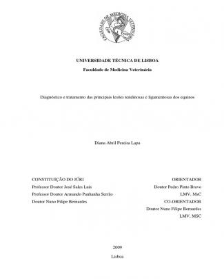 Diagnóstico E Tratamento Das Principais Lesões Tendinosas E Ligamentosas Dos Equinos