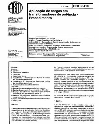 Nbr 5416 - 1997 - Aplicacao De Cargas Em Transformadores De Potencia - Procedimento