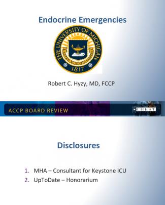 Endocrine Emergencies In Icu/ccm Board Review