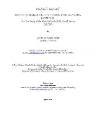 Project Repor -records Management System For Mbarara Hospital 2011