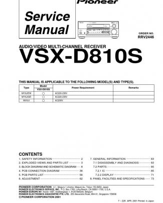 Pioneer Vsx-d810_rrv2446 Service Manual