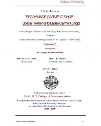 Important25291698 Project Report On Readymade Garment Shop Special