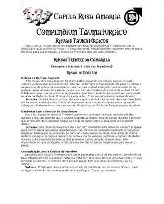 Vampiro - A Mascara - Compendium - Rituais Taumaturgicos