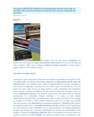 Aprenda A Samplear Timbres De Instrumentos Virtuais Para Usar No Kontakt Com O Extreme Sample Converter-esc Ou Faça Conversão De Formatos
