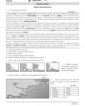 Ficha Formativa De Geografia-relevo Do Litoral