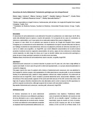 Caso Clínico De Aneurisma Aorta Abdominal