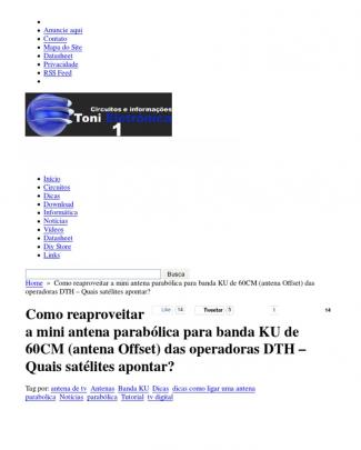 (como Reaproveitar A Mini Antena Parabólica Para Banda Ku De 60cm _(antena Offset_) Das Operadoras Dth – Quais Satélites Apontar_ )