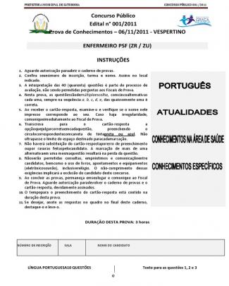 Caderno De Prova Enfermeiro Psf