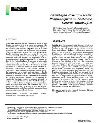 Facilitação Neuromuscular Proprioceptiva Na Esclerose Lateral Amiotrófica