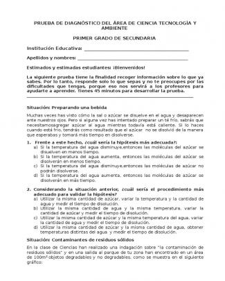 Prueba Diagnóstica Cta - Primer Grado[1]