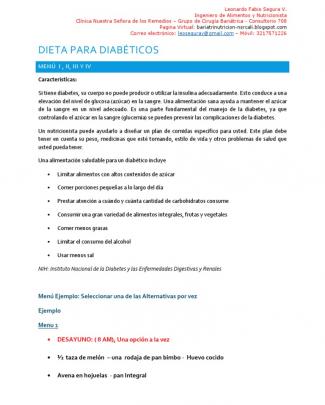 Dieta Para Paciente Diabetico.