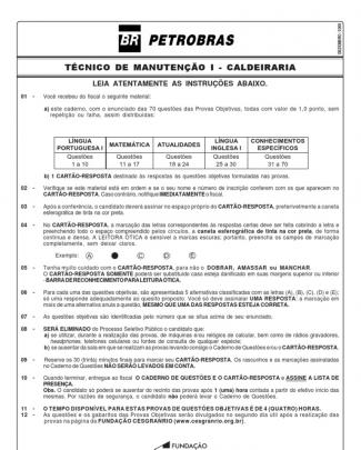 Prova Para Técnico Em Manutenção 1 Caldeiraria Da Petrobras