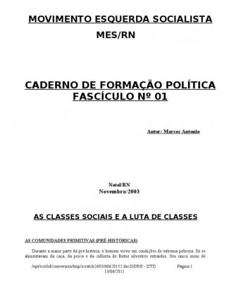 As Classes Sociais E A Luta De Classes