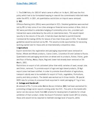 Exim Policy 2002-2007 & Foreign Trade Policy 2004-2009