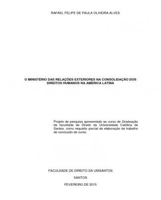 Projeto De Pesquisa - Mre Na Consolidação Dos Direitos Humanos Na América Latina.