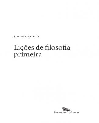 Lições De Filosofia Primeira