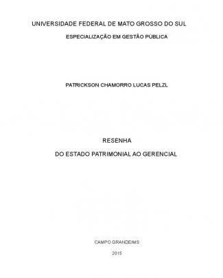 Resenha "do Estado Patrimonial Ao Gerencial"