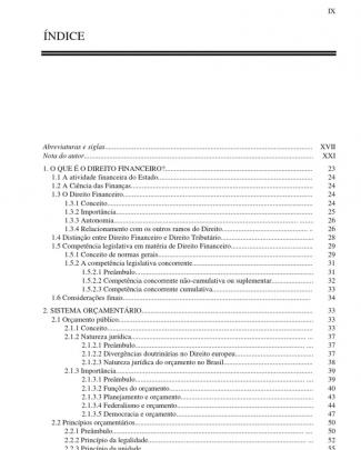 Elementos De Direito Financeiro - Caldas Furtado - índice