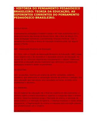 História Do Pensamento Pedagógico Brasileiro