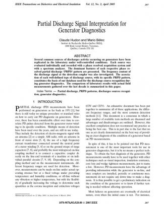 Partial Discharge Signal Interpretation For Generator Diagnostics