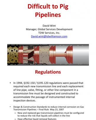 Pipeline Integrity And Difficult To Pig Pipelines