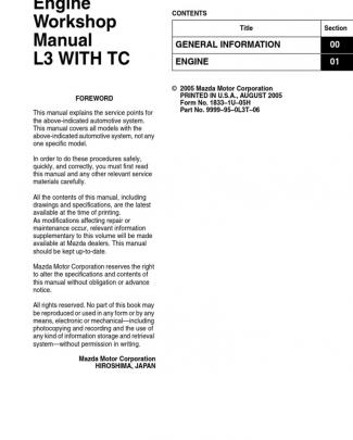 Mazda L3 With Tc - Engine Workshop Manual