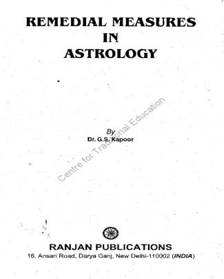 Remedial Measures In Astrology By G S Kapoor