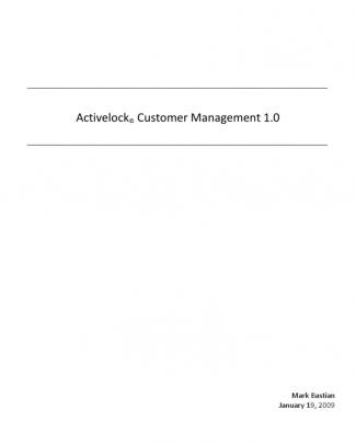 Activelock Customer Management Manual