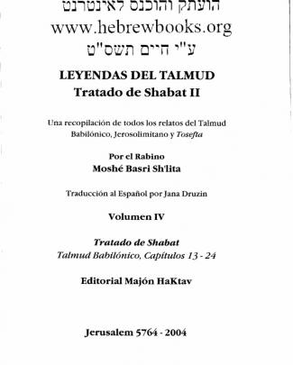 Leyendas Del Talmud - Tratado De Shabat Ii