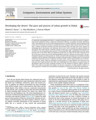 Developing The Desert The Pace And Process Of Urban Growth In Dubai