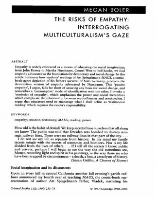 The Risks Of Empathy Interrogating Multiculturalisms Gaze By Megan Boler-libre