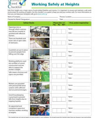 Working Safely At Heights Checklists