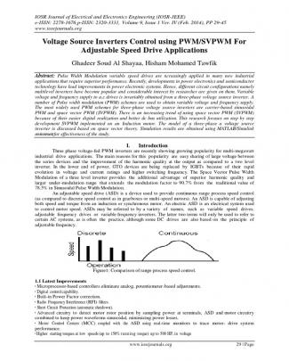 Voltage Source Inverters Control Using Pwm/svpwm For Adjustable Speed Drive Applications