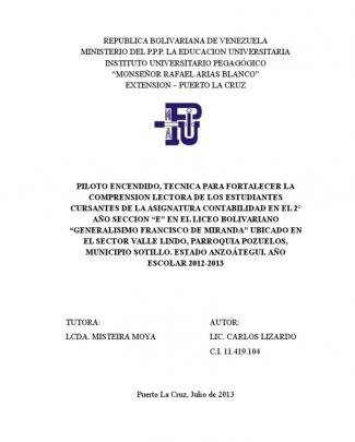 Piloto Encendido, Tecnica Para Fortalecer La Comprension Lectora