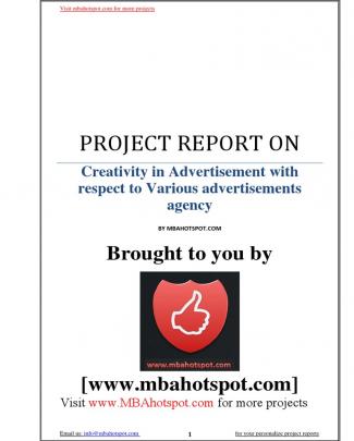 Creativity In Advertising Mba Project Report Mbahotspot.com