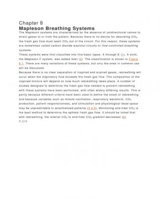 Chapter 8. Mapleson Breathing System