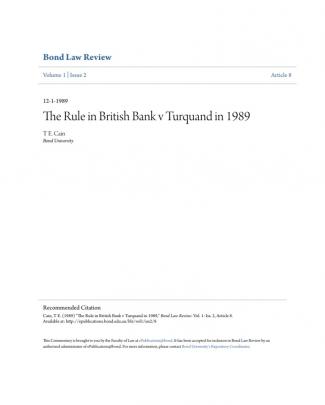 Royal British Bank V Turquand 1989