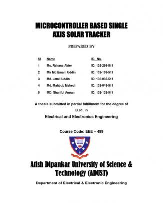 Thesis Microcontroller Based Single Axis Solar Tracker