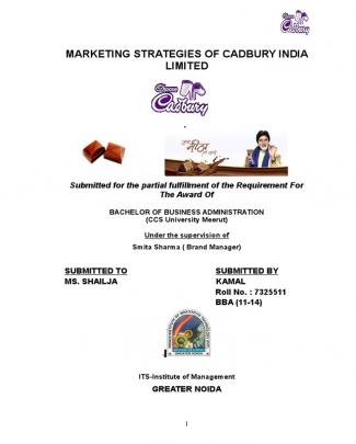 Marketing Strategies Of Cadbury India Limited