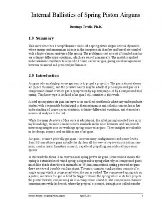 Internal Ballistics Of Spring Piston Airguns
