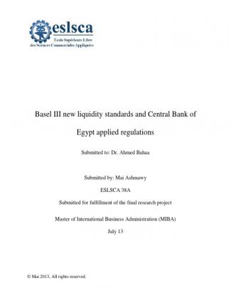 Basel Iii New Liquidity Standards And Central Bank Of Egypt Applied Regulations