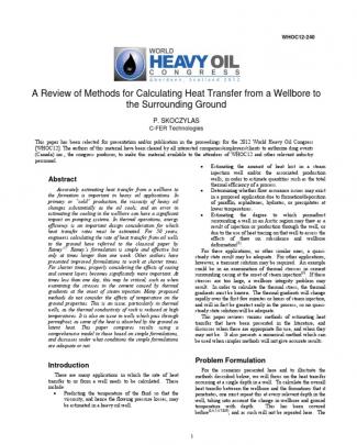 A Review Of Methods For Calculating Heat Transfer From A Wellbore