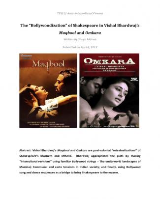 The “bollywoodization” Of Shakespeare In Vishal Bhardwaj’s Maqbool And Omkara