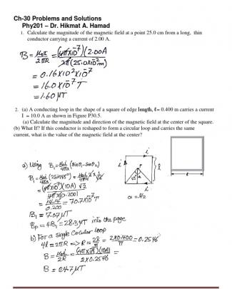 Solved Problems-ch30 - Sources Of Magnetic Field- New