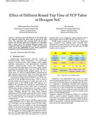 Effect Of Different Round Trip Time Of Tcp Tahoe In Hexagon Noc