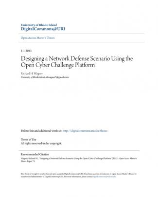 Designing A Network Defense Scenario Using The Open Cyber Challen