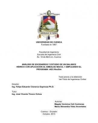 Análisis De Escenarios Y Estudio De Un Balance Hídrico Con Aplicación Al Embalse Macul 1 Empleando El Programa -hec-ressim