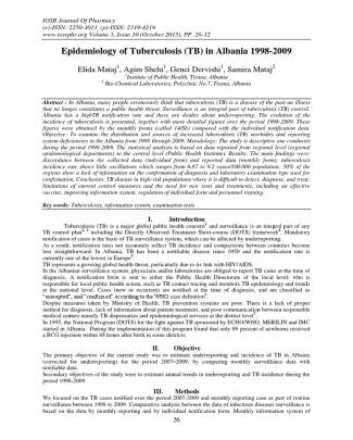 Epidemiology Of Tuberculosis (tb) In Albania 1998-2009